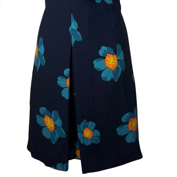 Banana Republic Sz 10 Navy Blue turquoise Floral dress A line short sleeve - Picture 6 of 11